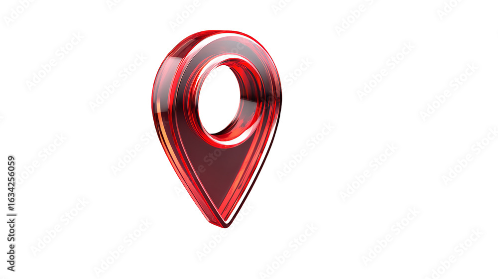 Aufkleber glossy red location pin pointer navigation sign on transparent background