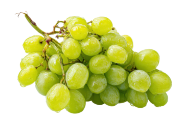 Fresh green grapes glisten with water droplets on a bright background perfect for healthy snacking and recipes