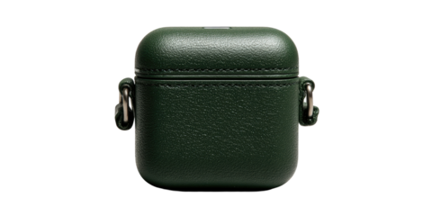 Dark green leather case for wireless earbuds