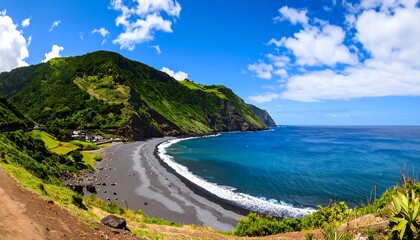 Volcanic beach scene