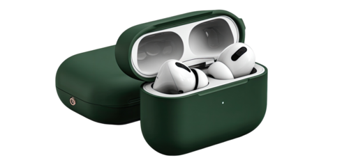 Deep forest green protective case for wireless earbuds