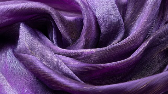 Crinkled purple silk fabric