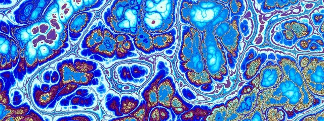 Abstract marbleized effect abstract background. Blue creative colors. Beautiful paint with the addition of gold