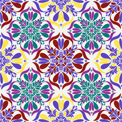 Beautiful, seamless, multi-colored flowers