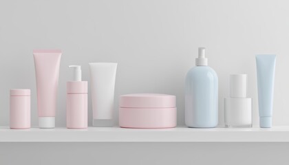 Highly Detailed Realistic Cosmetic Packaging Mockup Featuring Bath Soap, Foam, Shampoo, And Skin Care Jar In Plastic Containers And Boxes.