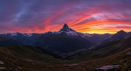 Naklejka premium sunset in the mountains