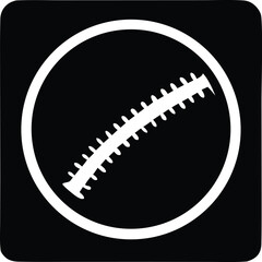 Abstract graphic design featuring a stylized white serrated edge within a bold white circle against a stark black background