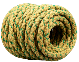  Heavy-Duty Braided Nylon Rope in Green and Tan, isolated on a transparent background PNG