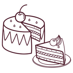 Layered cake with cherry and slice dessert celebration