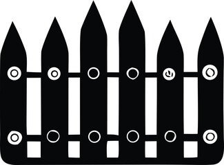 Classic black picket fence silhouette with circular accents and pointed tops offers a timeless garden boundary