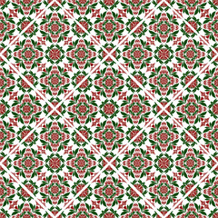 Green and red geometric flowers