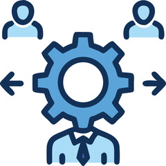 Obraz premium Business Teamwork and Collaboration Icon with Gear and People