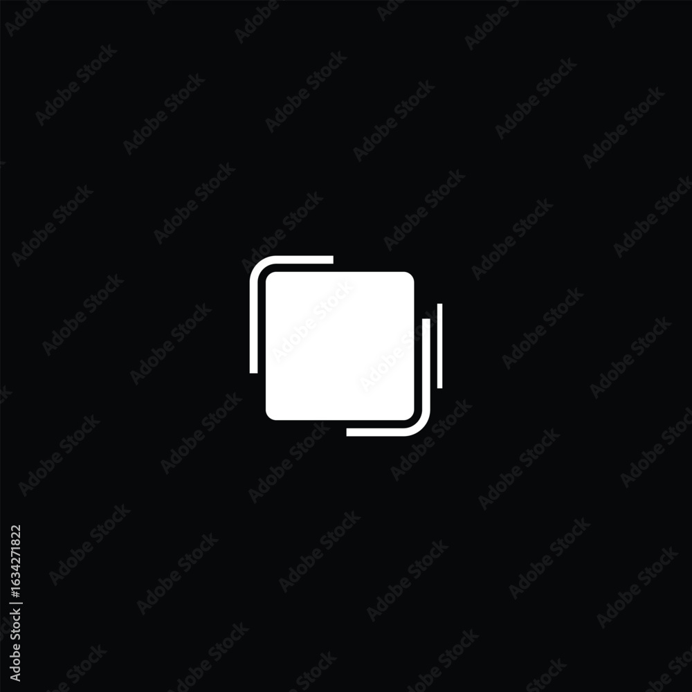 Poster geometric layering concept with black backdrop and clean white overlapping forms