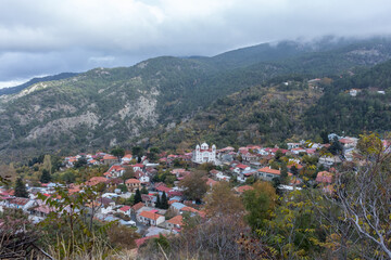Fototapeta premium view of a village in Cyprus from above
