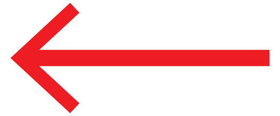Long isolated red arrow icon on white background. Left direction arrow icon. Straight red long arrow on white background. EPS 10.