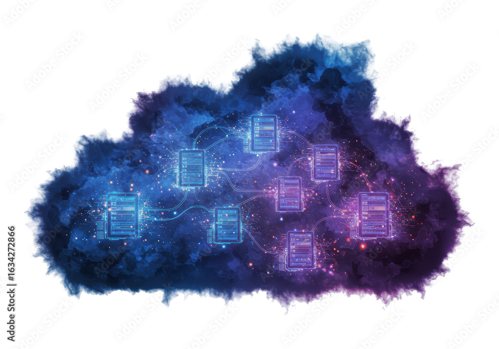 Poster isolated cloud computing network visualization