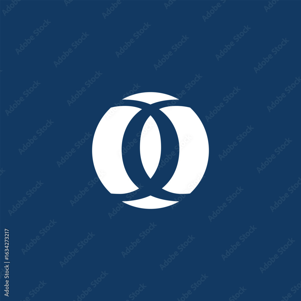 Poster  Interlocking orb geometric symbol with deep navy background for design projects