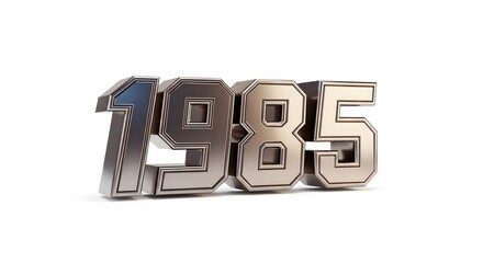 3D Metallic Number Year 1985 Isolated