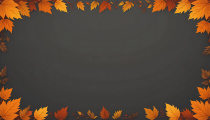 Autumn Leaf Border Frame on Dark Background for Seasonal Design