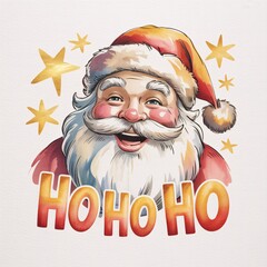 Santa Claus with Christmas Spirit: A jovial depiction of the iconic Santa Claus, radiating festive joy, encircled by gleaming stars, as he lets out his signature Ho Ho Ho.