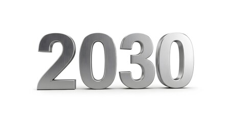 Metal 2030 Year on White Background