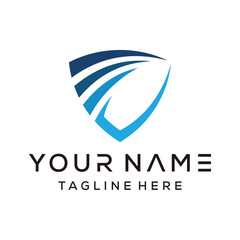 abstract shield secure guard protect logo design template