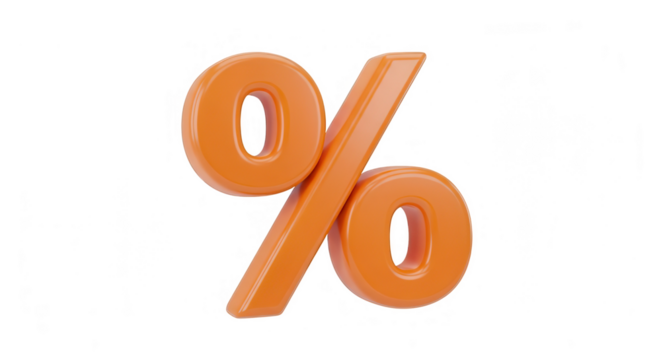  Percentage Symbol - 3D Rendered, Isolated