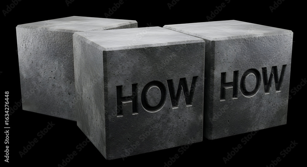 Poster How Concept Stone Blocks Questioning Solutions Problem Solving Idea