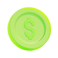 3D icon of a dollar coin For currency symbol, financial transactions, money concept, savings icon.