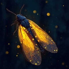 firefly PNG, glowing yellow end, night tone