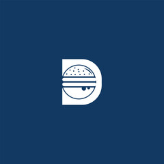 Modern conceptual logo depicting a letter D integrated with a burger symbol