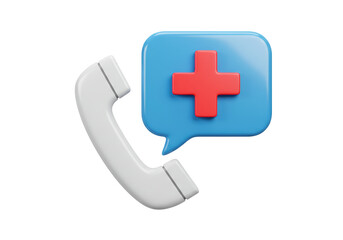 Fototapeta premium Isolated Telephone Receiver with Medical Cross Speech Bubble