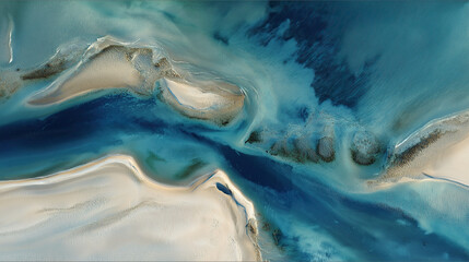 Fototapeta premium Abstract aerial patterns of ocean currents and sandbanks