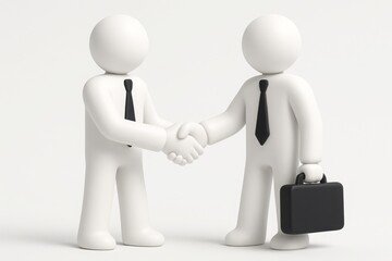 3D figure of two businessmen or politicians shaking hands, making a deal or agreement.