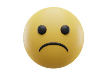 Fototapeta premium Isolated Sad Yellow Emoji with Downcast Expression
