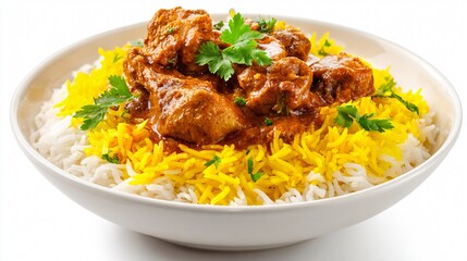 Fototapeta premium Delicious Chicken Curry with Rice - Traditional Indian Food Photography