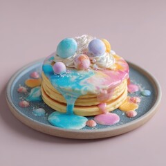 cloud pancake PNG, pastel gradient, food art