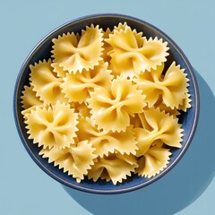 cooked farfalle (bowtie pasta), top-down, no sauce, flat shadow