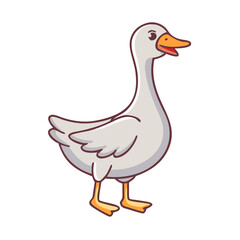 Cartoon illustration of a standing goose with a simple design