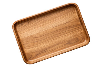 Empty wooden serving tray isolated on transparent background
