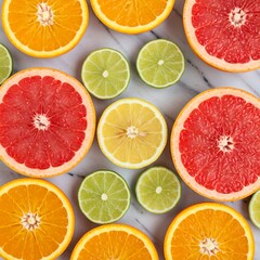 Top View of Sliced Citrus Fruits