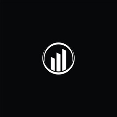 Stylized Financial Growth Icon Emblem on Minimalistic Dark Background
