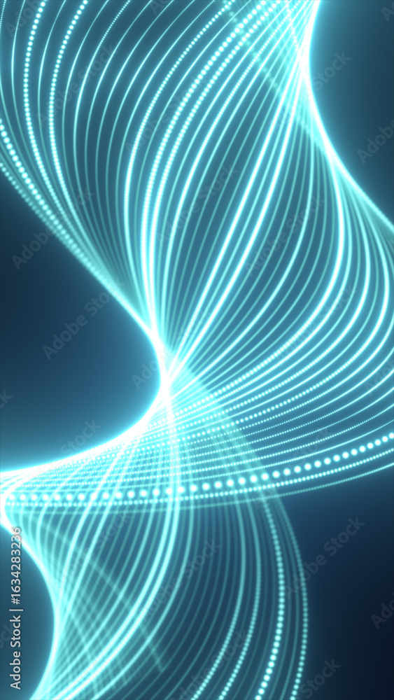 Aufkleber dynamic abstract composition of glowing turquoise light trails forming intricate, fluid patterns