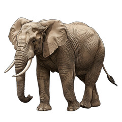 Majestic African elephant with impressive tusks stands powerfully, showcasing its textured skin and gentle demeanor, perfect for wildlife and nature themes.