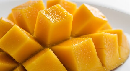 Juicy Mango Cubes Close-Up