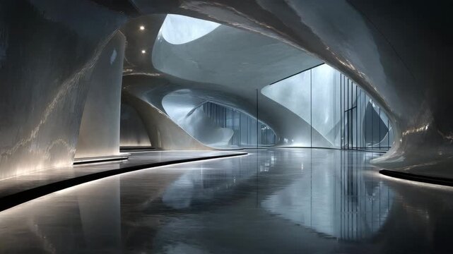 Futuristic Parametric Architecture with Curved Forms and High-Tech Materials