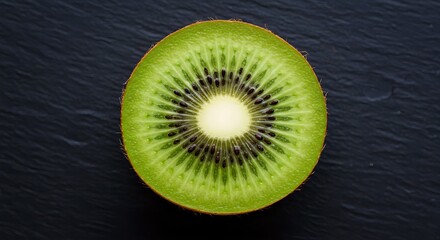 Fresh Kiwi Cut in Half on Slate