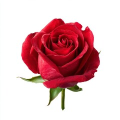 A close-up of a vibrant red rose, showcasing its intricate petals and elegant form