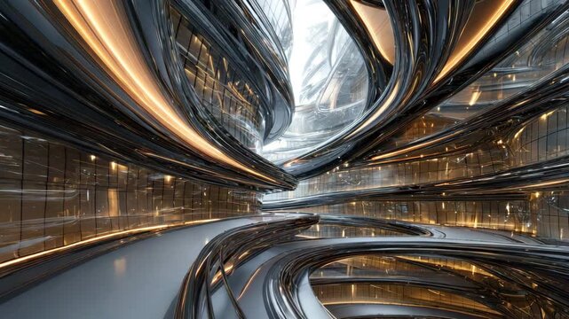 Futuristic Parametric Architecture with Curved Forms and High-Tech Materials