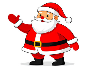 Cartoon Santa Waving with Exaggerated Expression, Side View, Transparent PNG